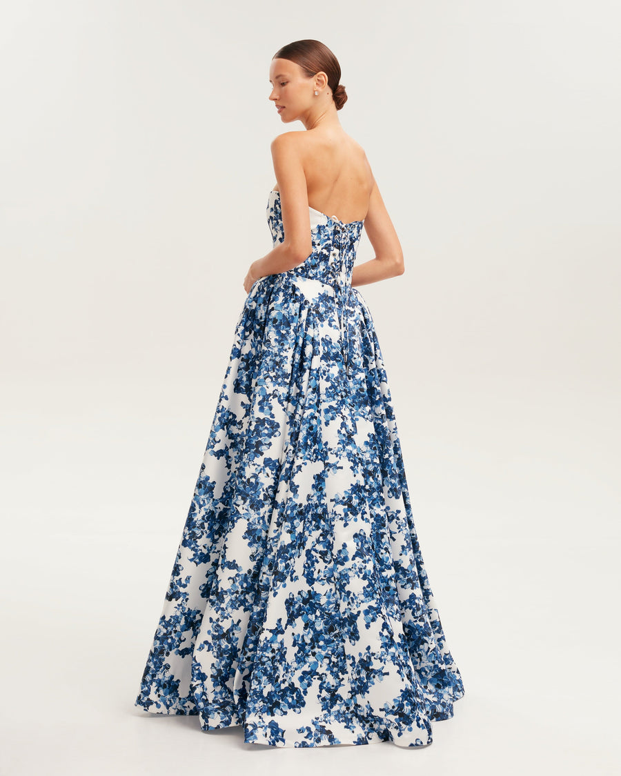 Flora Blossom Strapless Maxi Elbise