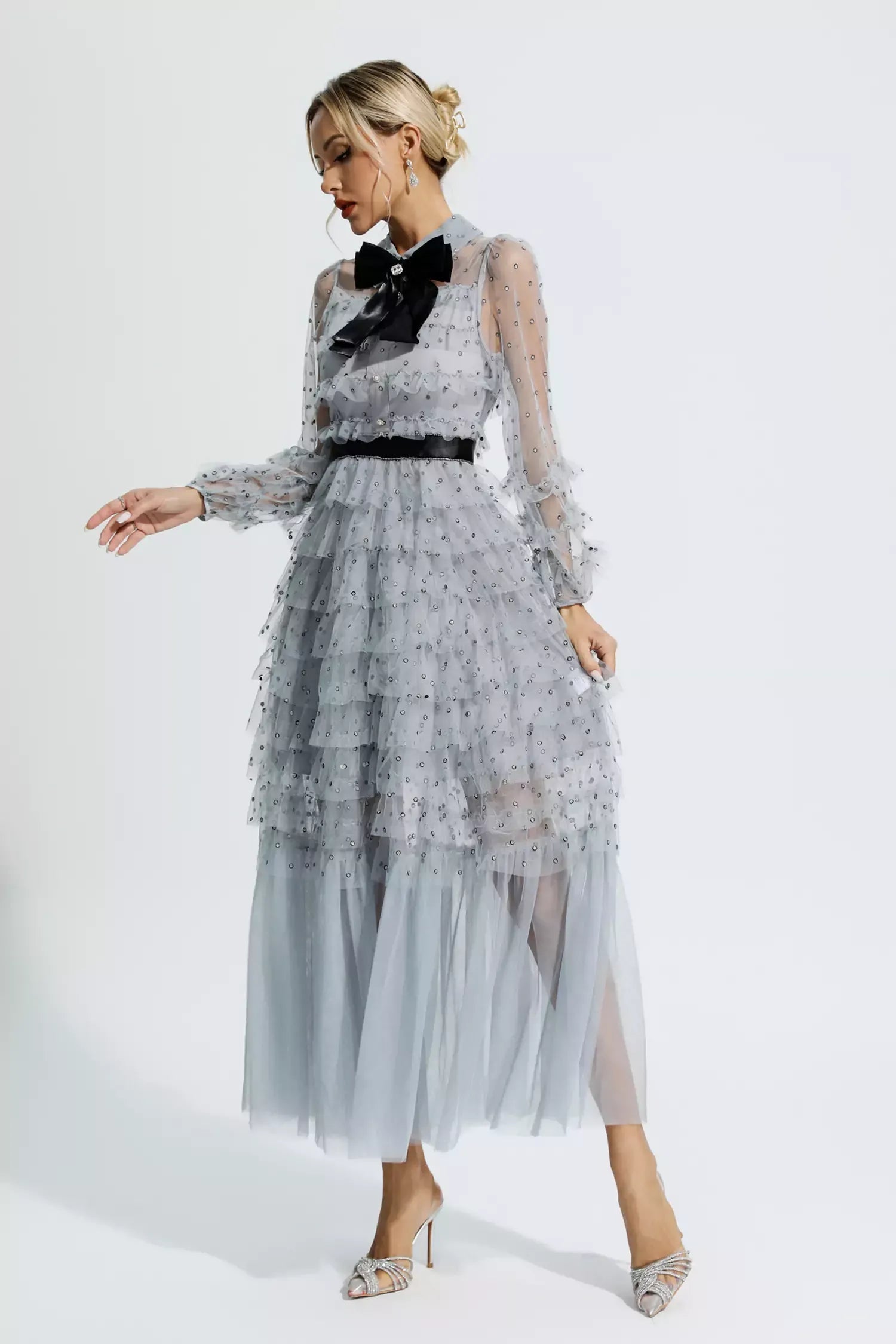 Puantiyeli Maxi Elbise