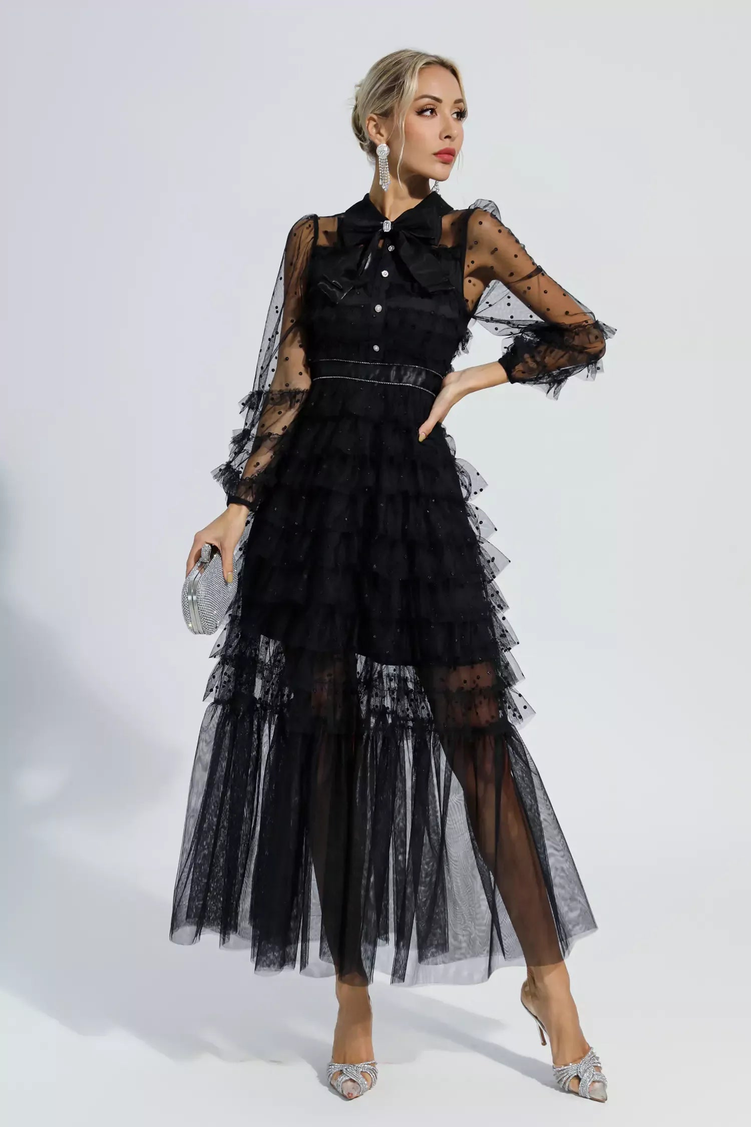 Puantiyeli Maxi Elbise