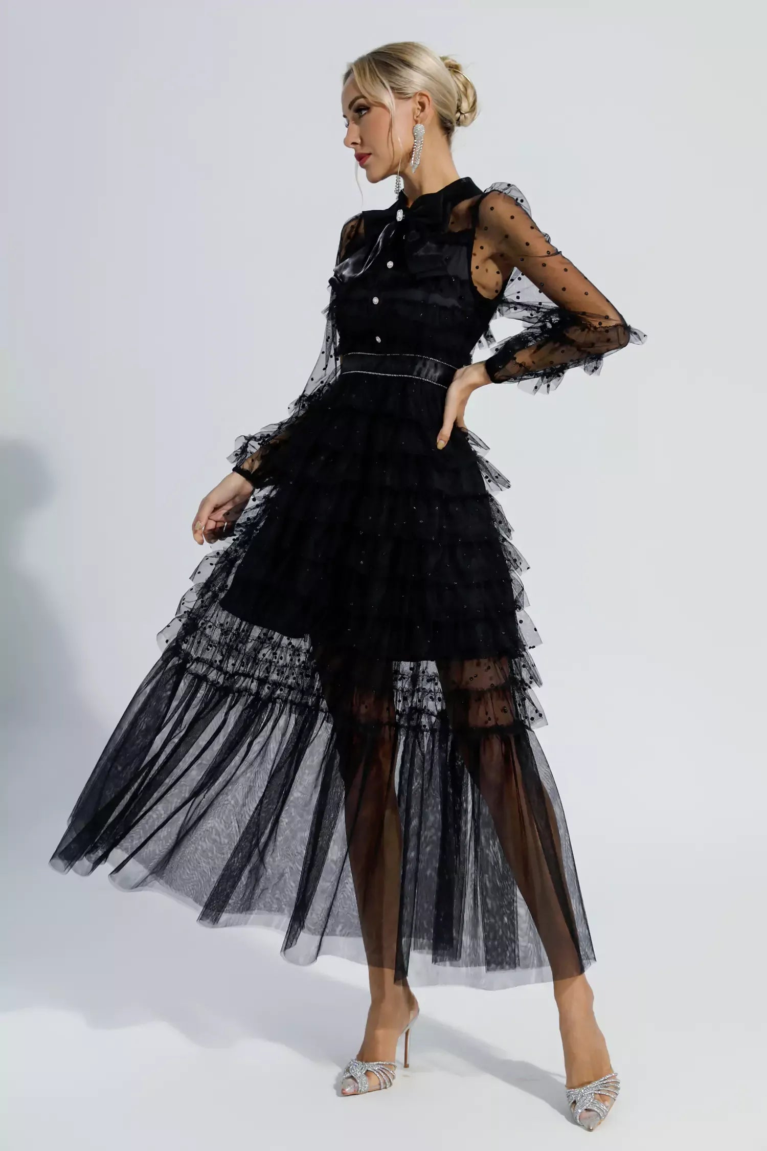 Puantiyeli Maxi Elbise