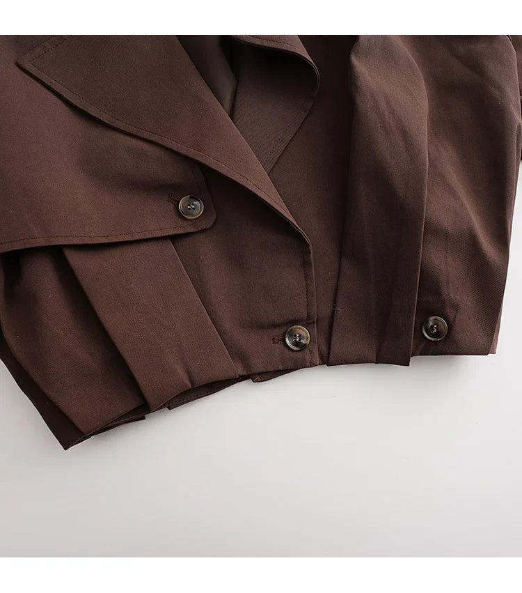 Çift Düğmeli Kısa Trençkot