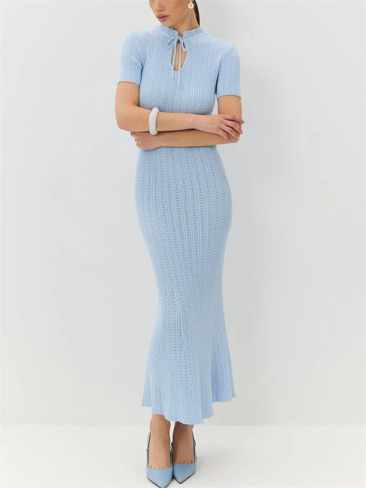 Lunera Fitilli Triko Maxi Elbise