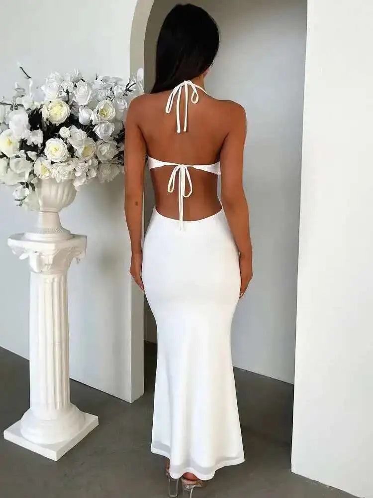 Askılı Yırtmaçlı Elbise