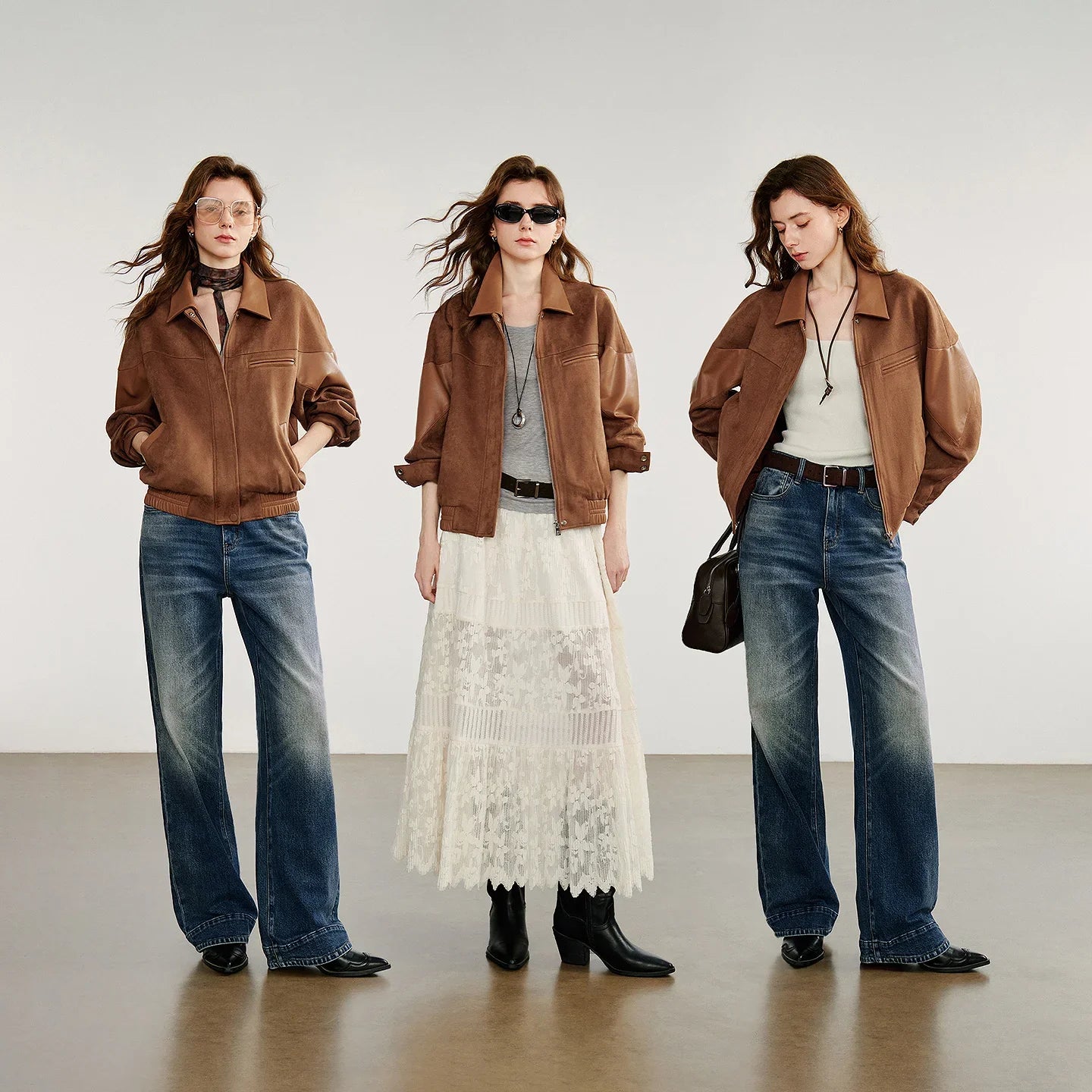 Oversize Kahverengi Deri Ceket