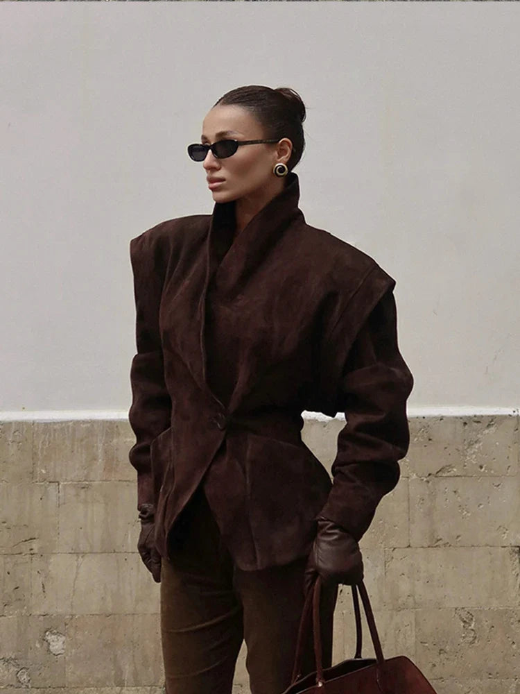 Süet Görünümlü Kruvaze Ceket