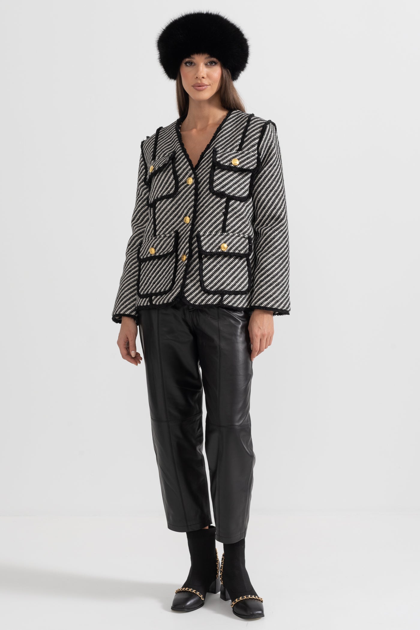 Çizgili Tüvit Blazer