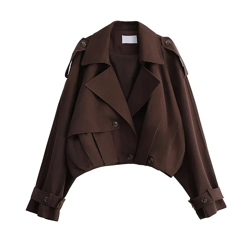 Çift Düğmeli Kısa Trençkot