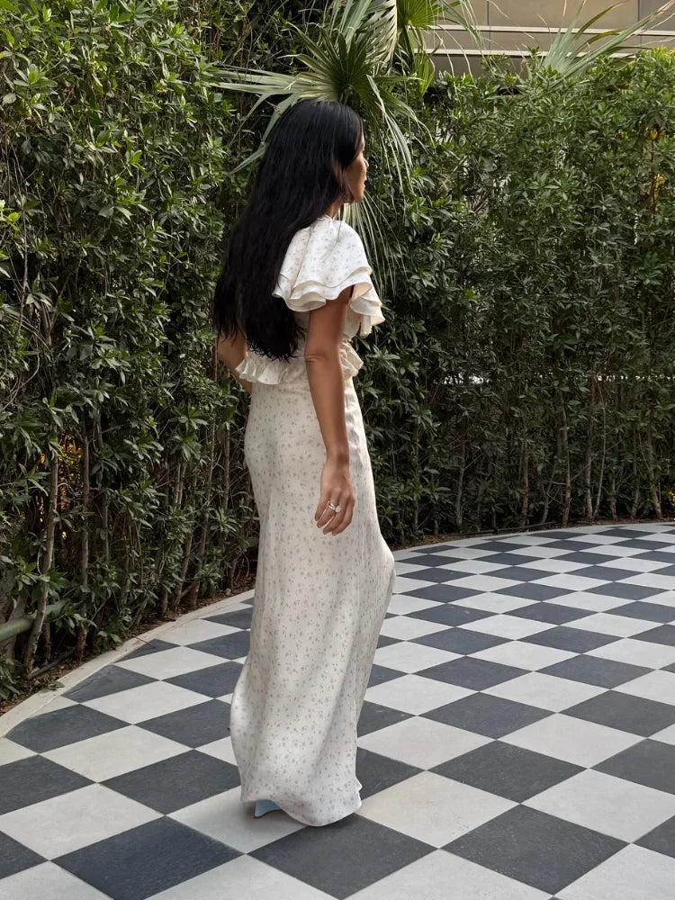 Volanlı Saten Elbise