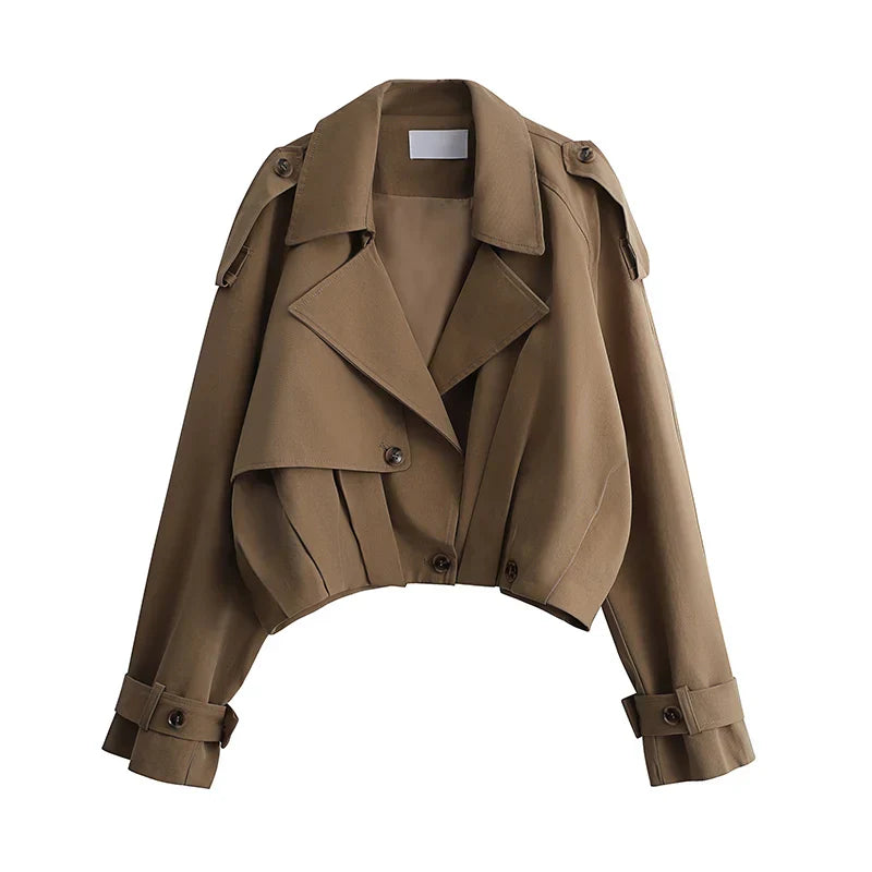 Çift Düğmeli Kısa Trençkot