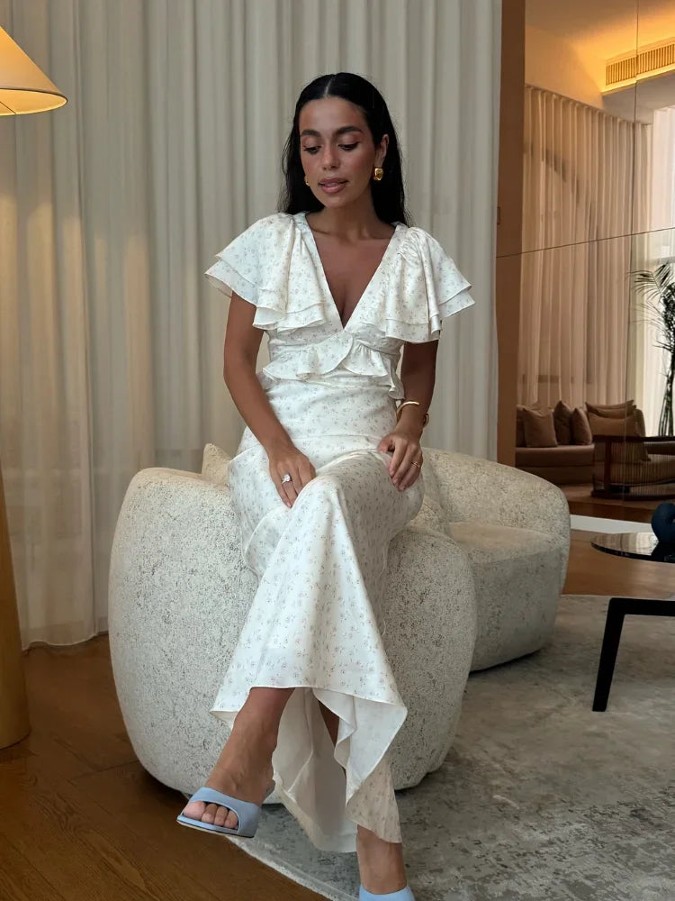 Volanlı Saten Elbise