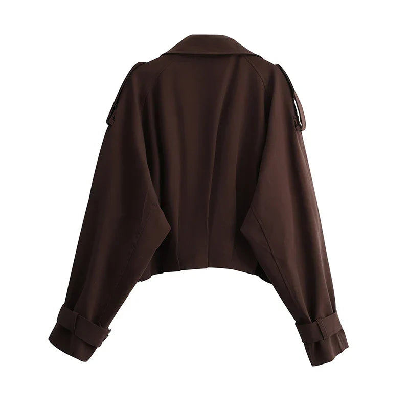 Çift Düğmeli Kısa Trençkot