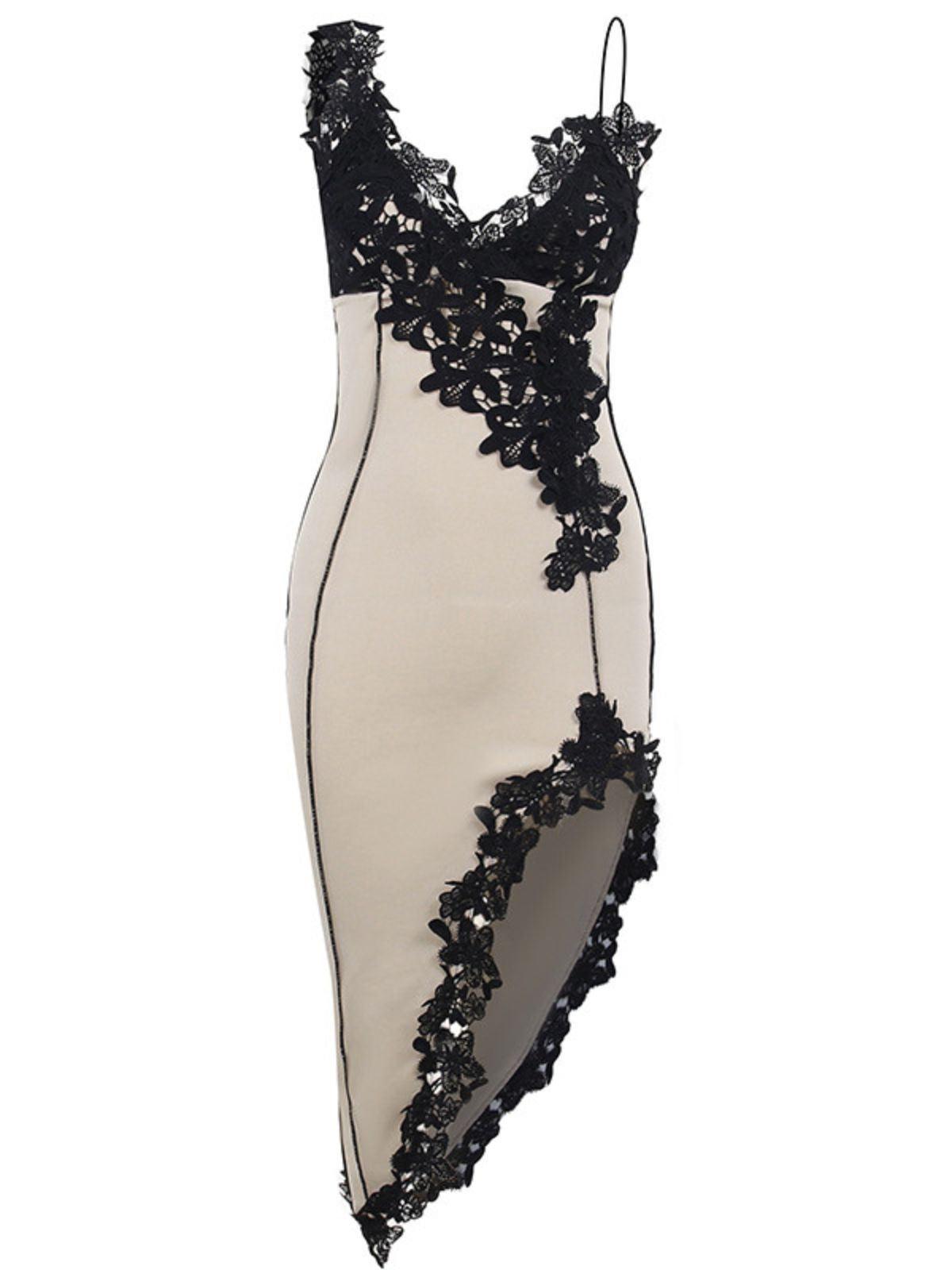 Simran Dantel Asimetrik Midi Elbise