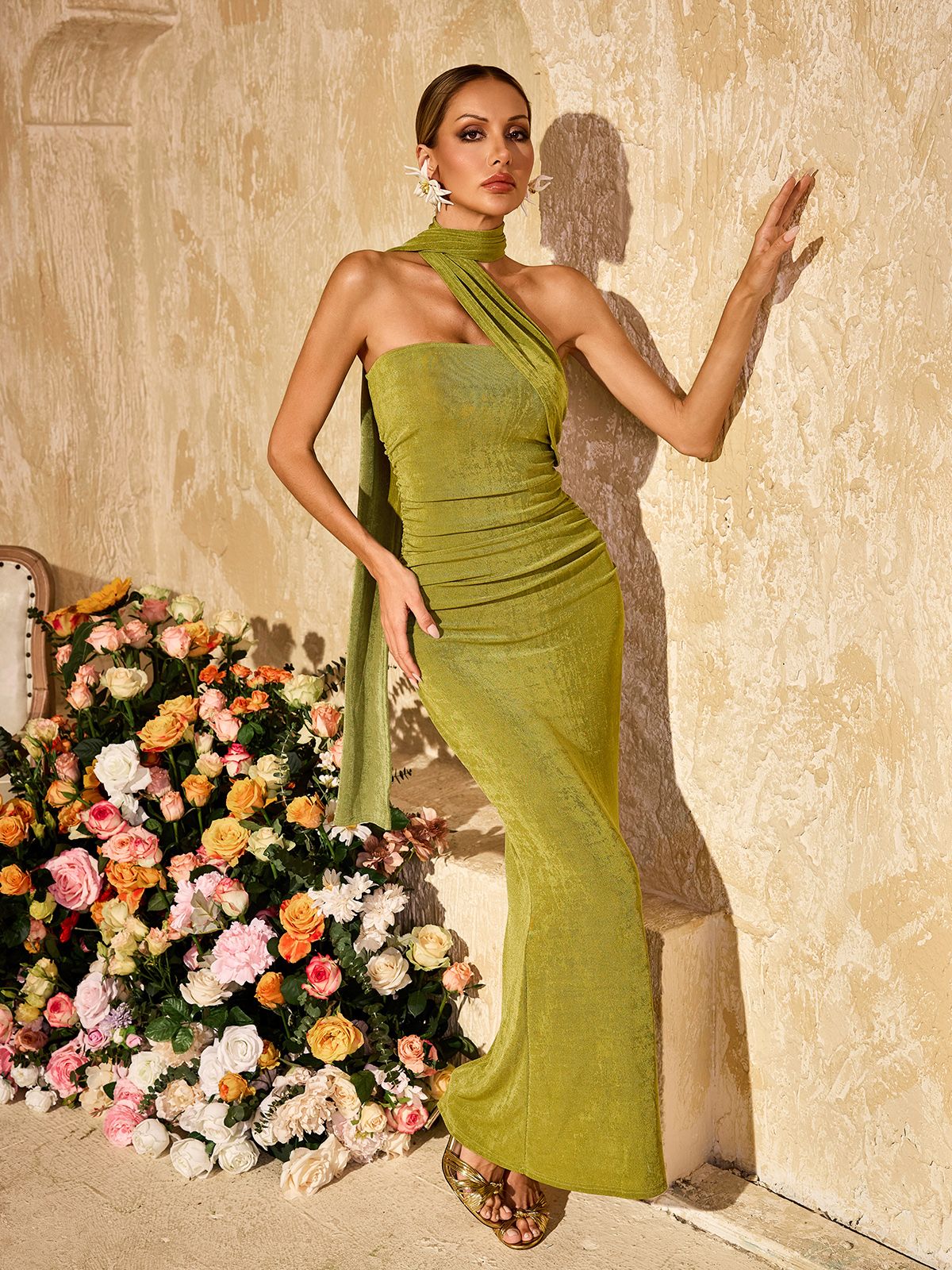 Vyxaris Straplez Büstiyer Detaylı Uzun Elbise