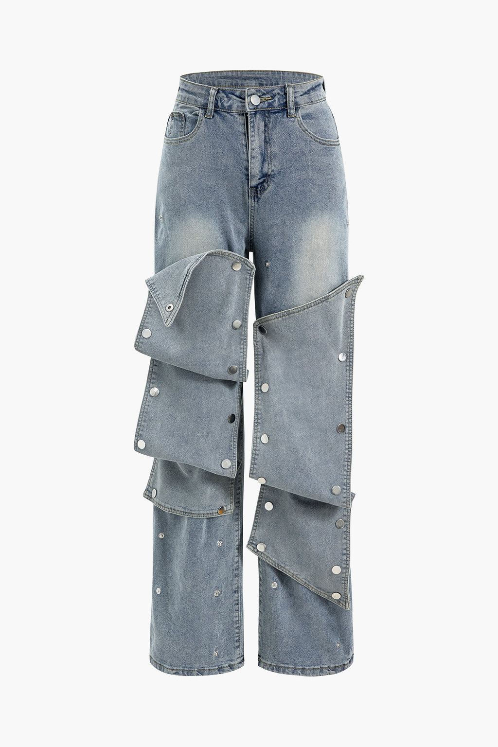 Patchwork Düğme Detaylı Jean