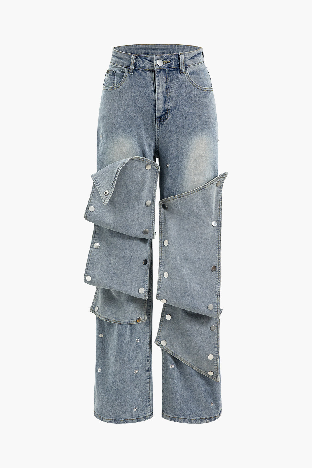 Patchwork Düğme Detaylı Jean