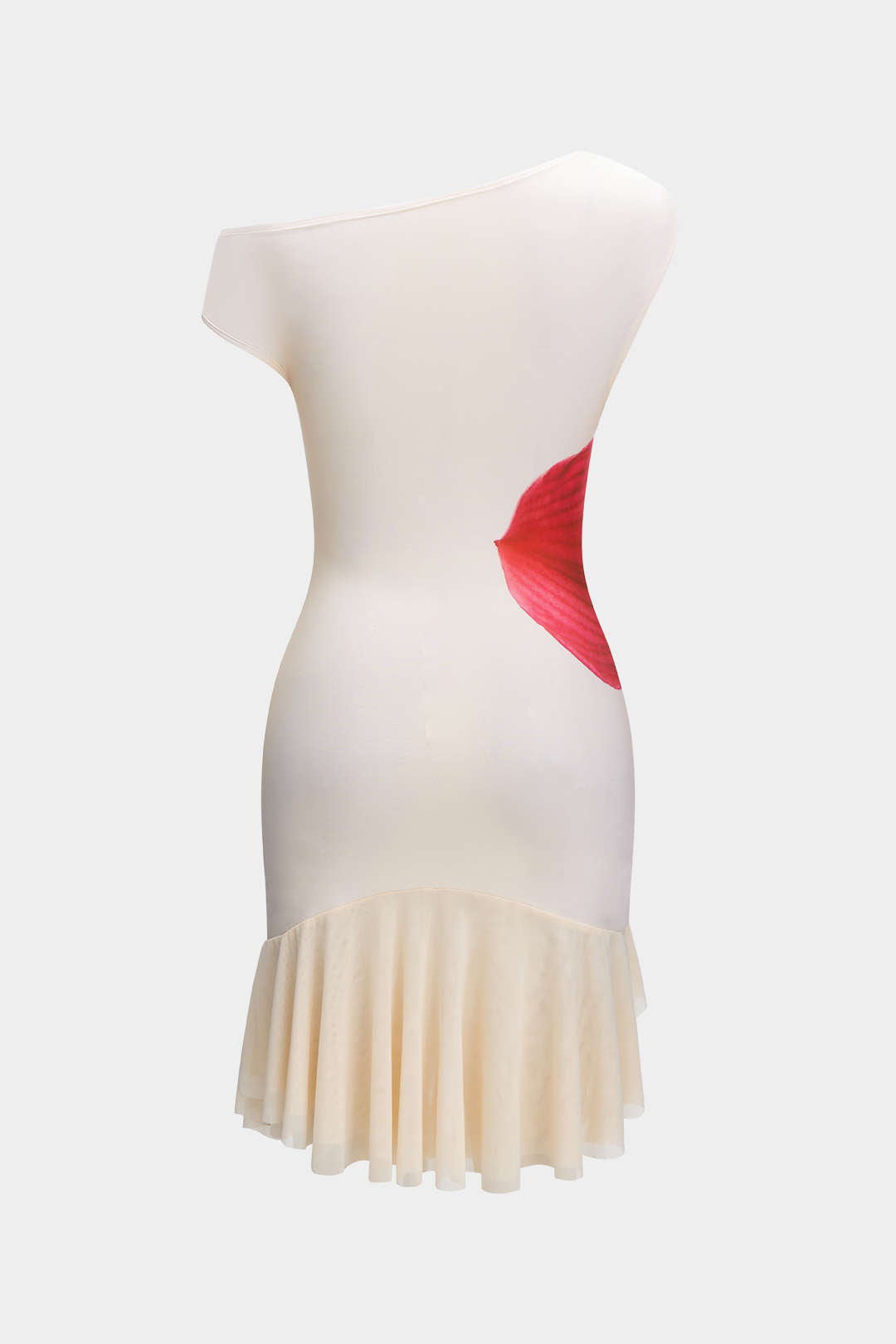 Çiçek Desenli Asimetrik Mini Elbise