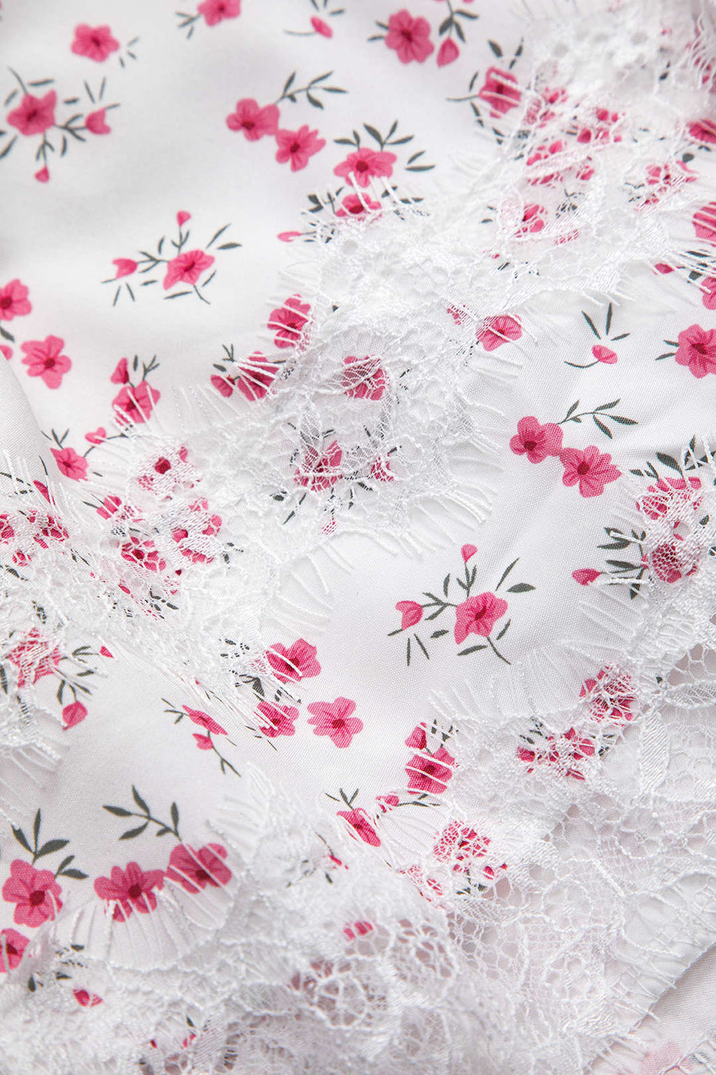 Dantel Kenar Detaylı Ditsy Çiçek Desenli Uzun Kollu Mini Elbise