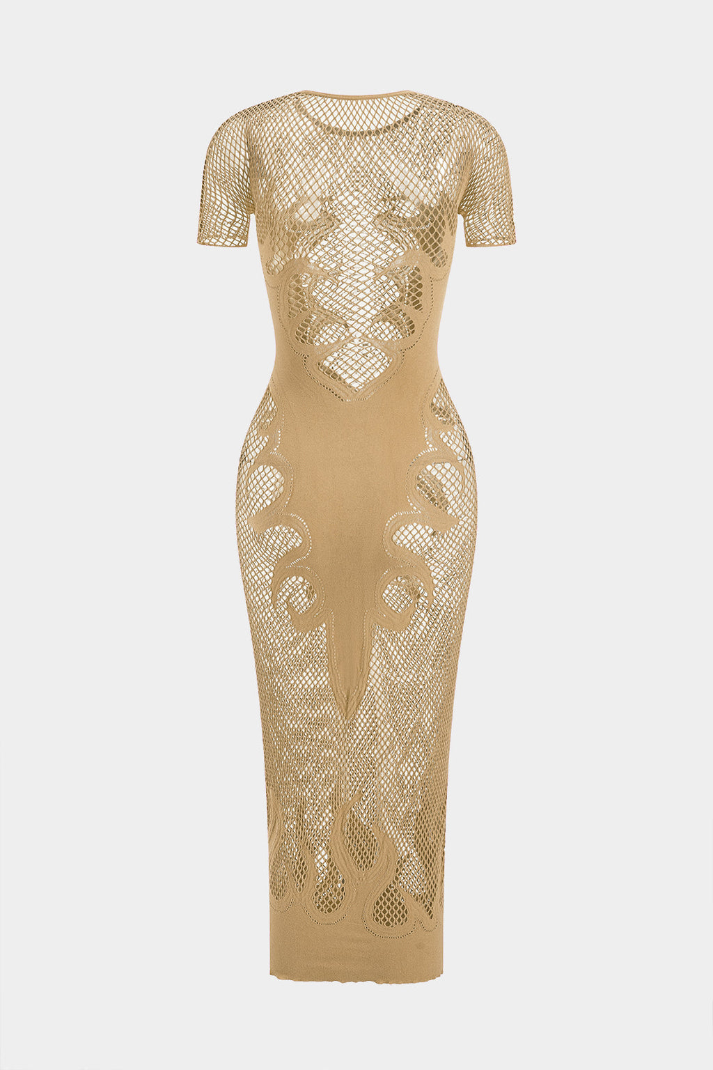 Örgü Kesik Şeffaf Kısa Kol Elbise