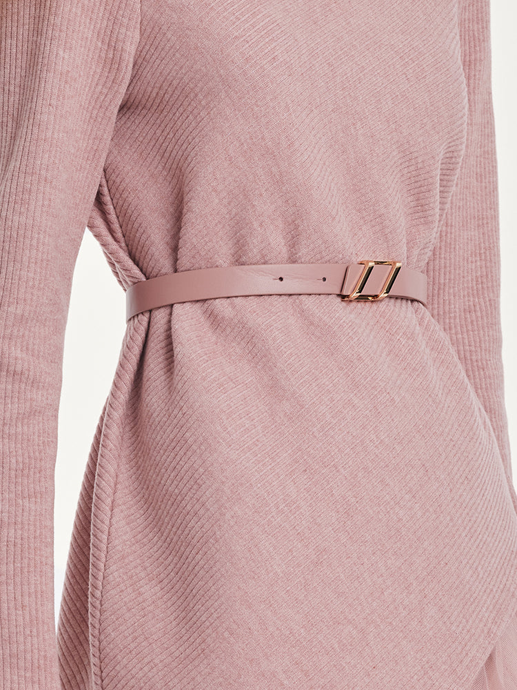 Kemerli Asimetrik Etek Uçlu Üst ve Tül Etek İki Parça Takım