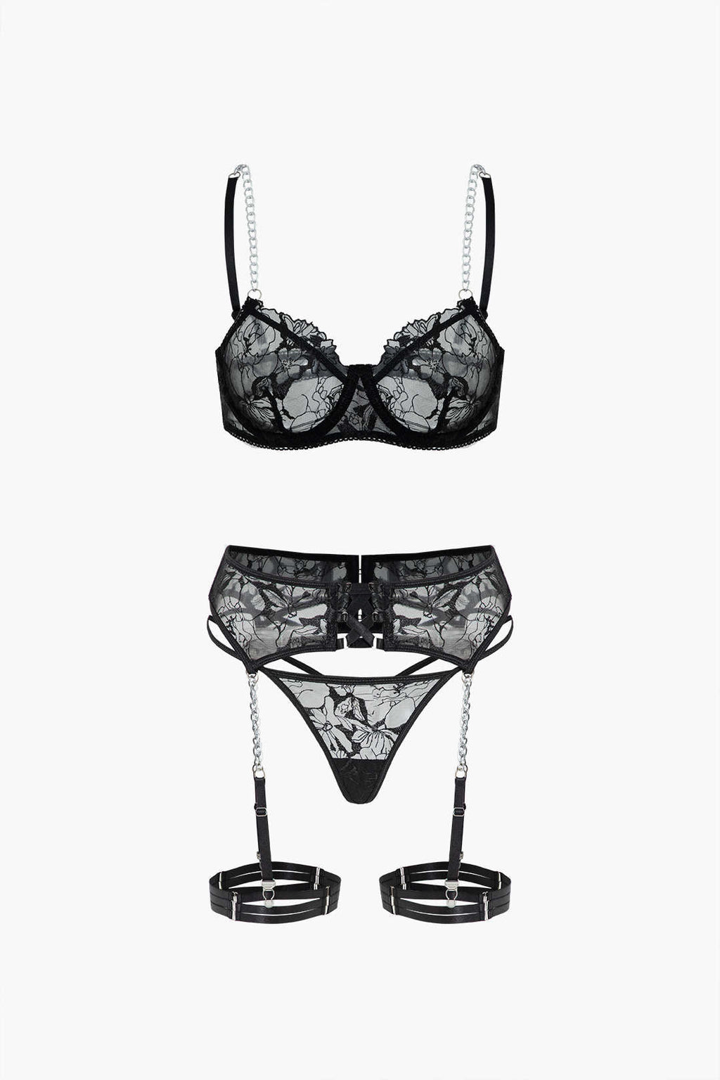 Tül Zincir Çapraz Detaylı Jartiyer Takımı