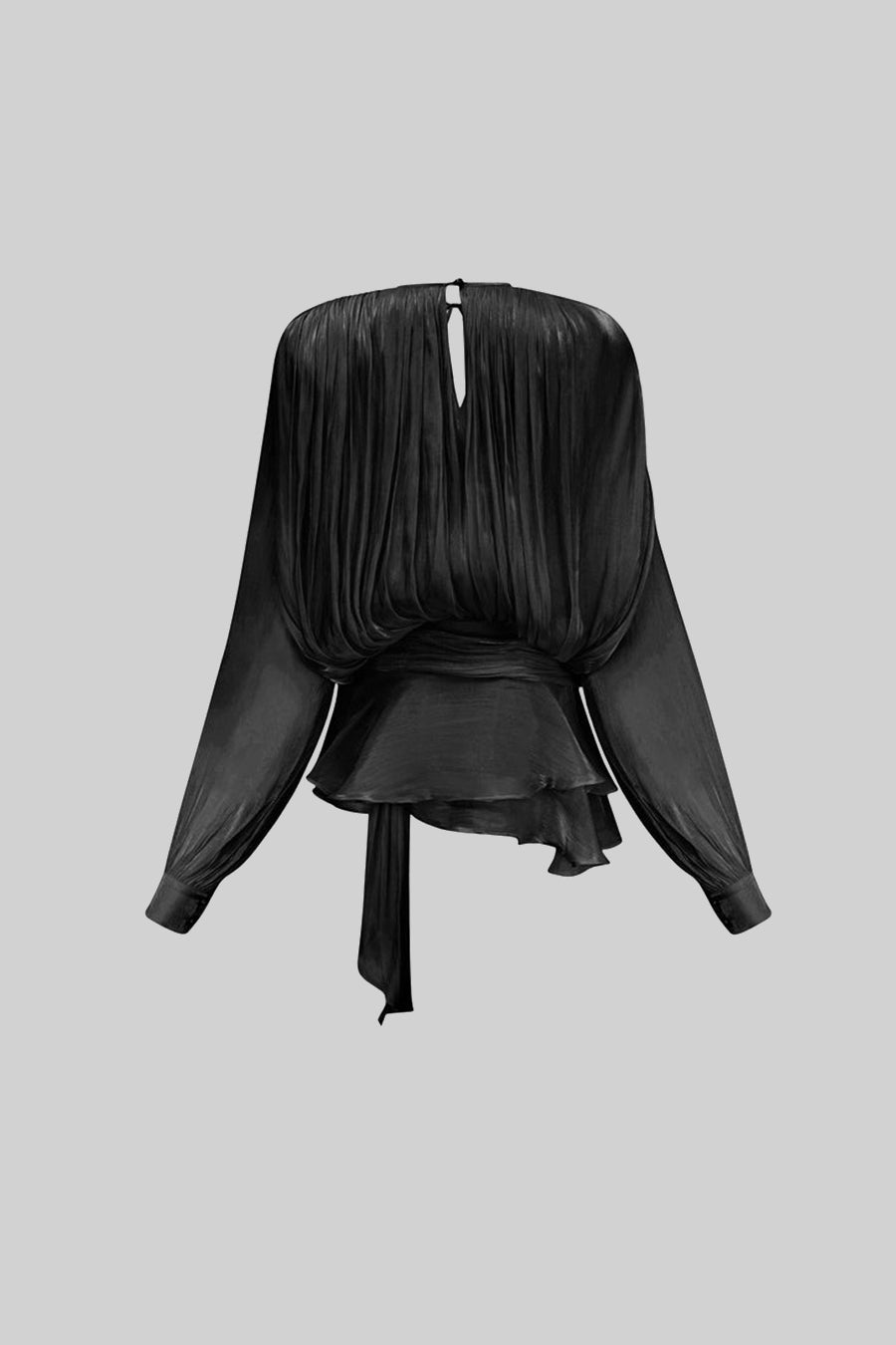 Fırfırlı Uzun Kollu Akıcı Siluetli Mini Elbise