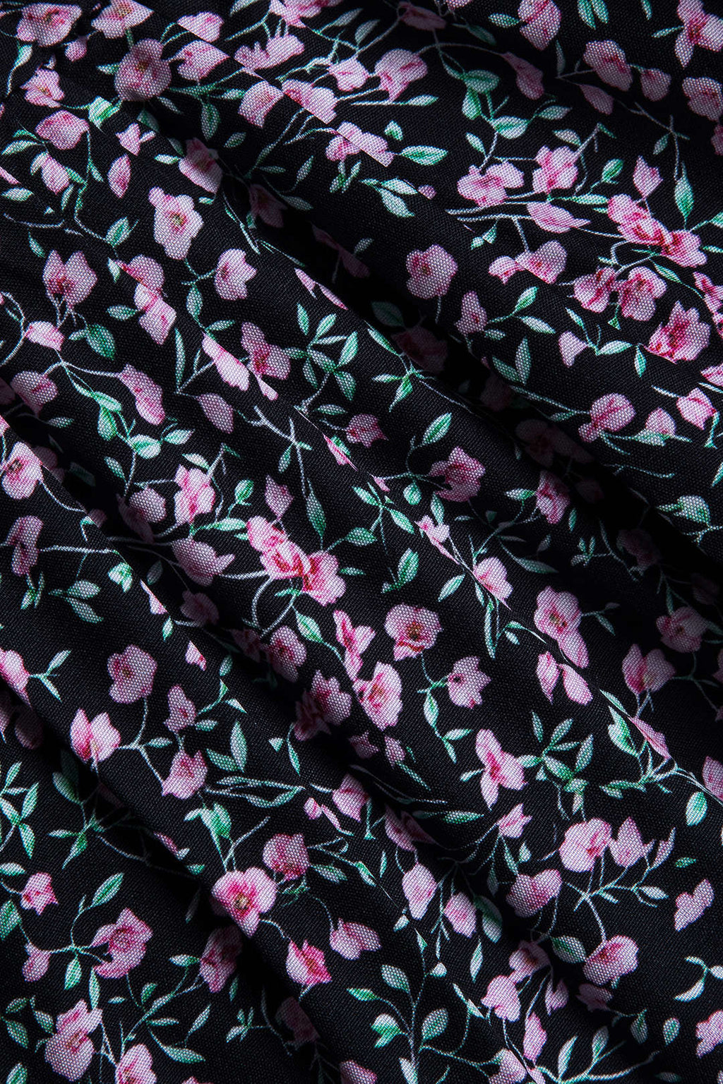 Dantel Kenar Detaylı Ditsy Çiçek Desenli Uzun Kollu Mini Elbise