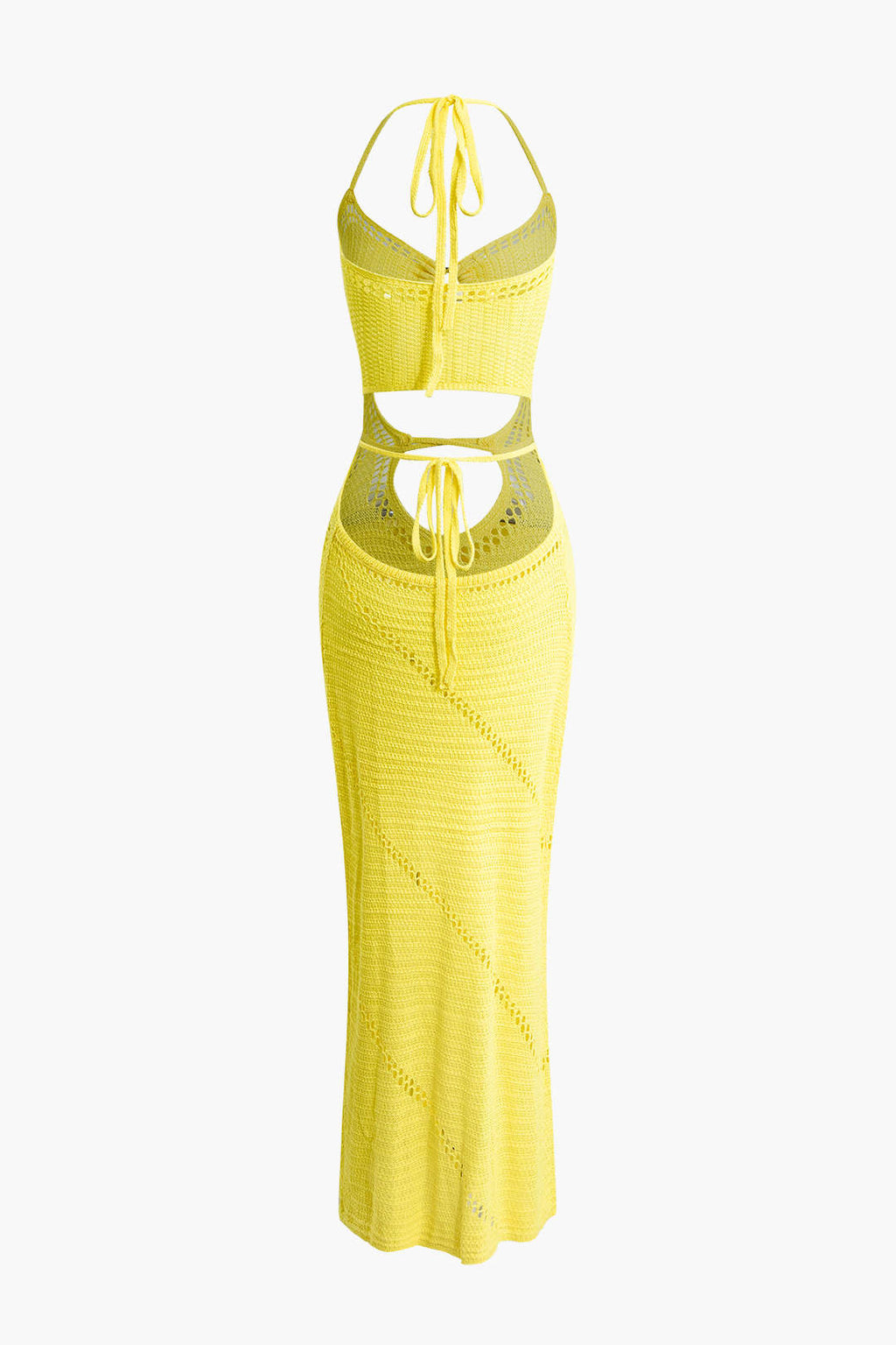 Kesik Detaylı Kravat Askılı Maxi Elbise