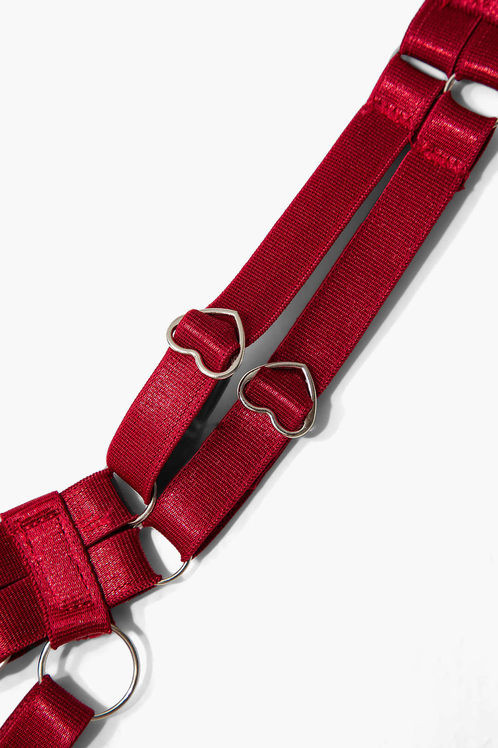 Tül Parchwork Metalik Kalp Şekilli Yüzük Kesik Detaylı Jartiyer Takımı