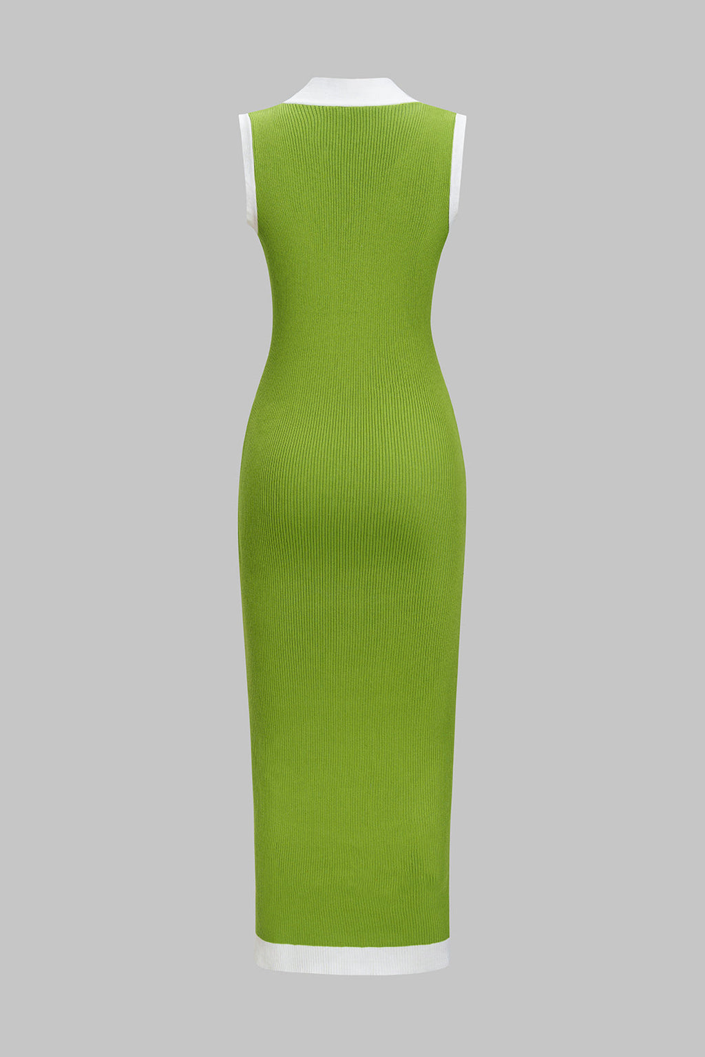 Kontrast Baskılı Triko Pataşvork Kolsuz Düğmeli Elbise