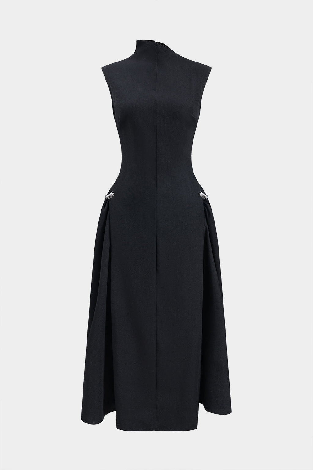 Metallic Dekor Fermuar Askısız Maxi Elbise