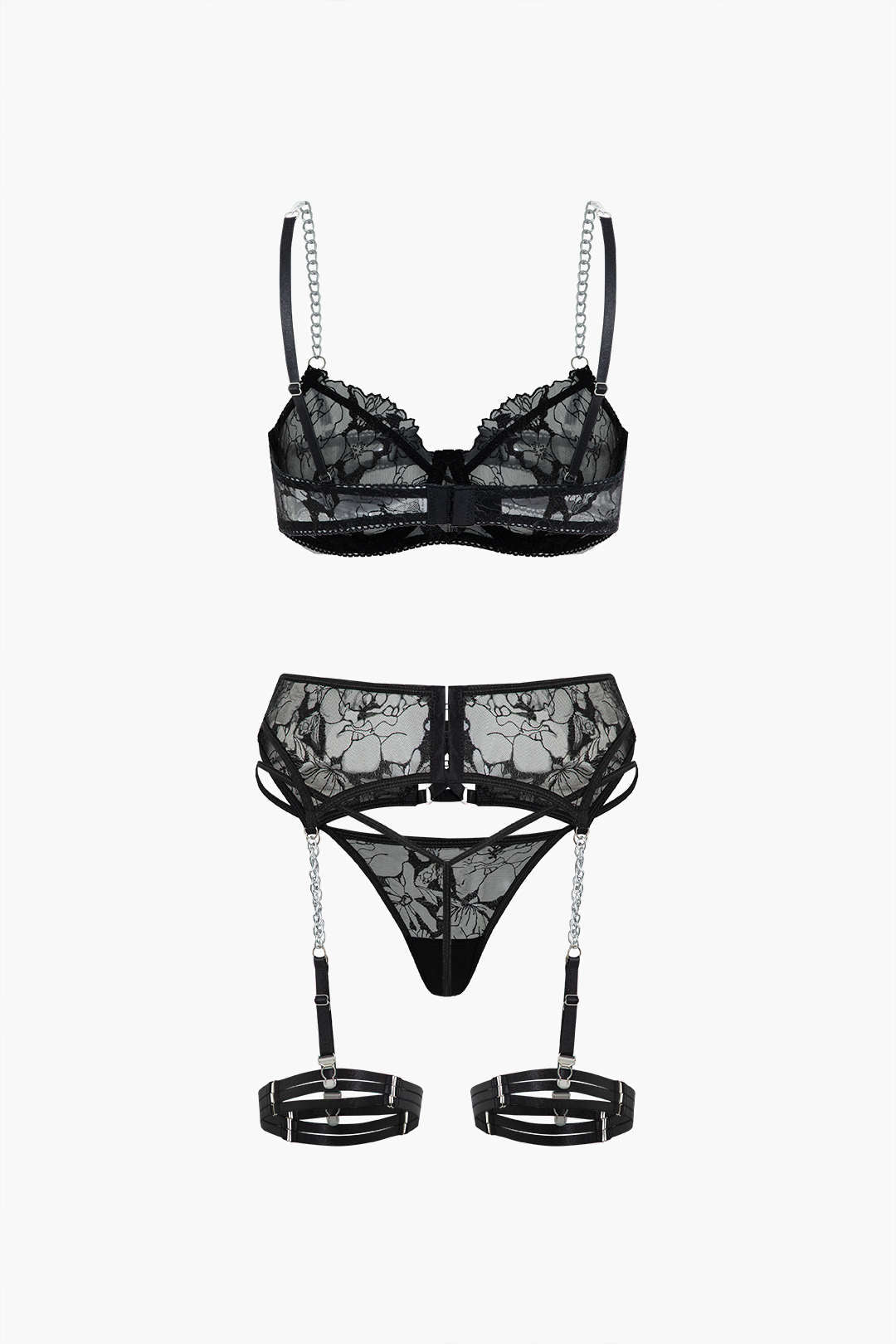 Tül Zincir Çapraz Detaylı Jartiyer Takımı