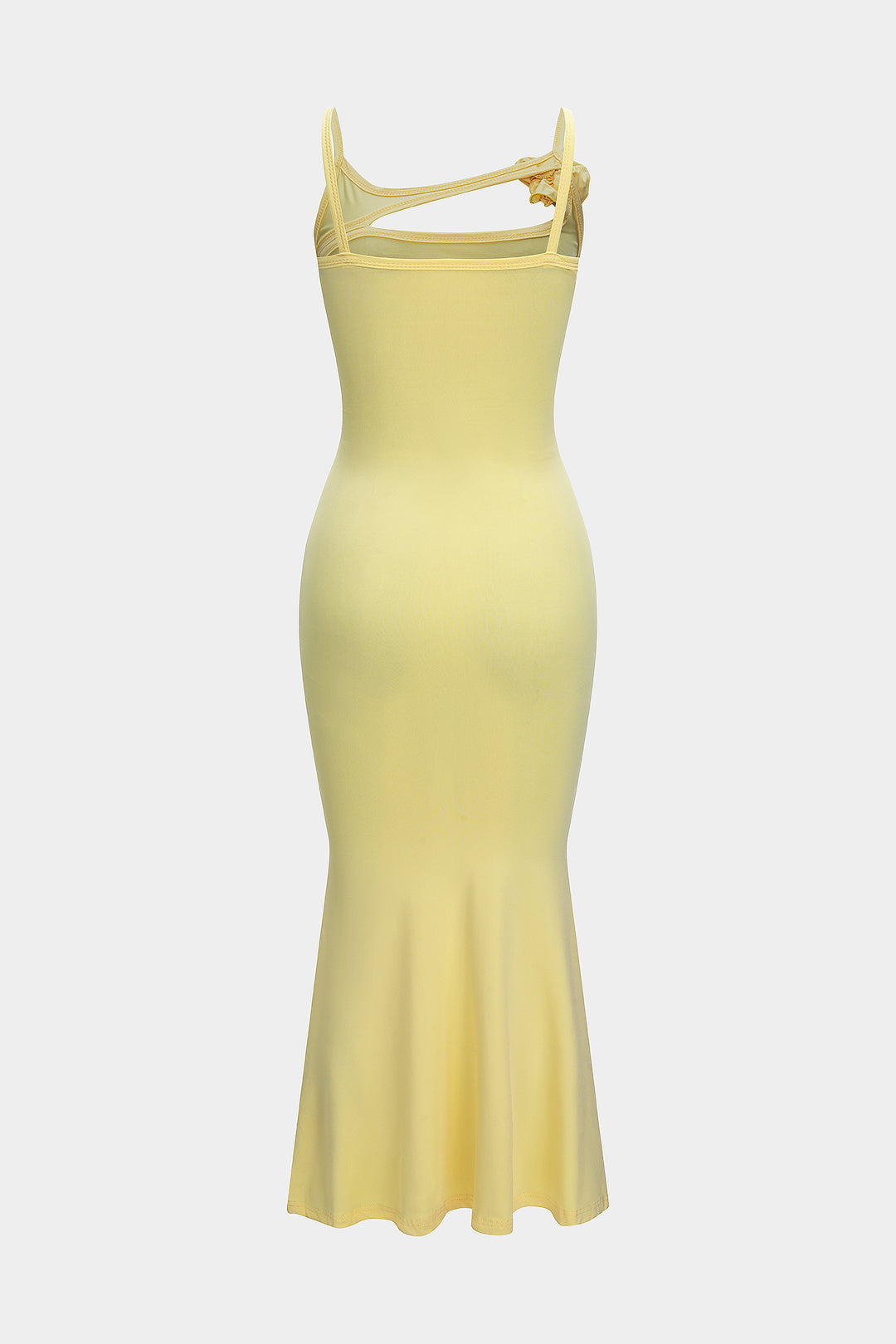 3D Çiçek Kesim Sıfır Kollu Deniz Kızı Maxi Elbise