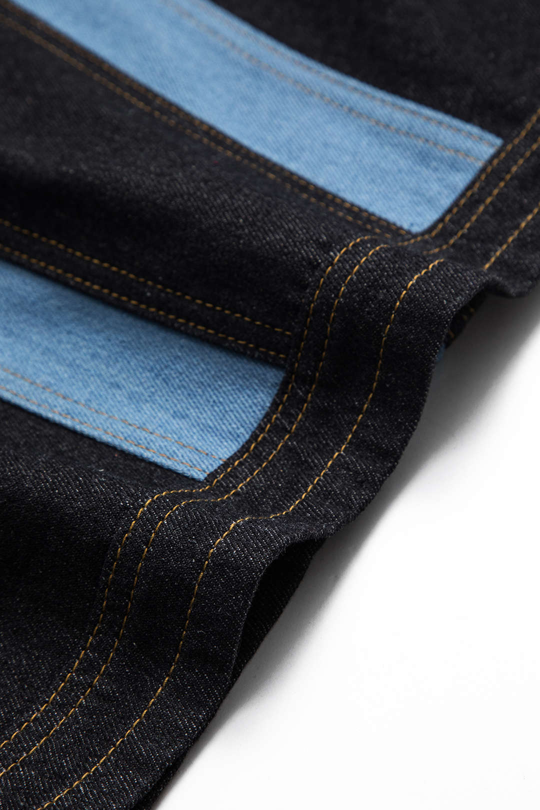 Kontrast Denim Patchwork Fermuarlı Bustiyer Elbise