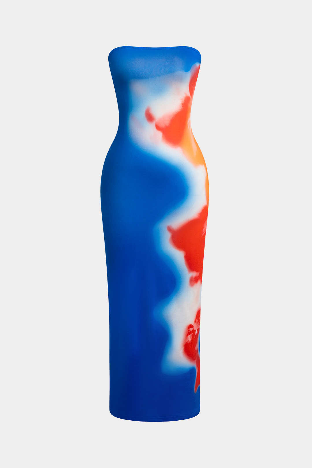 Çiçek Desenli Yırtmaçlı Maxi Elbise