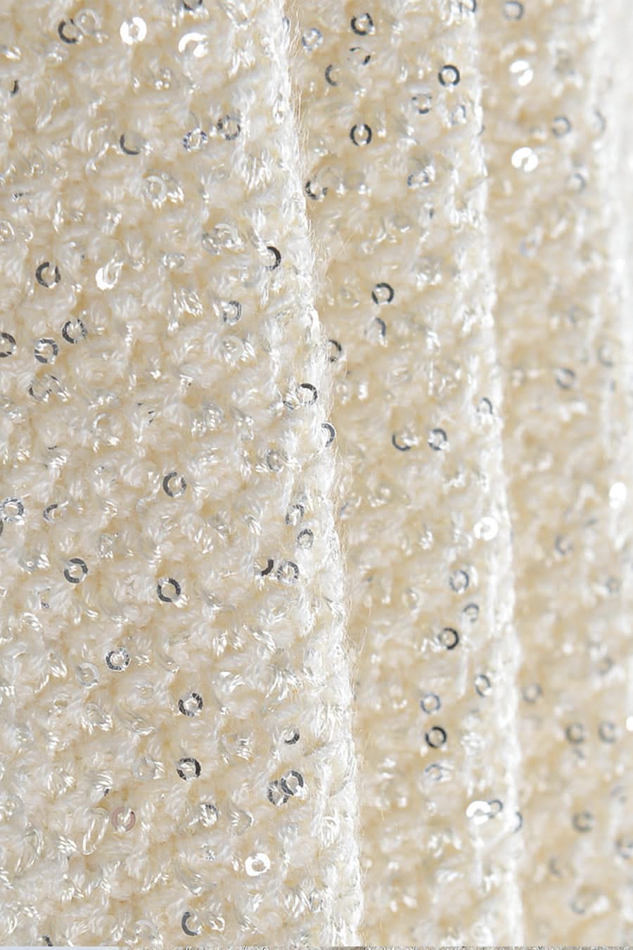 Dokulu Triko Elbise - Krem