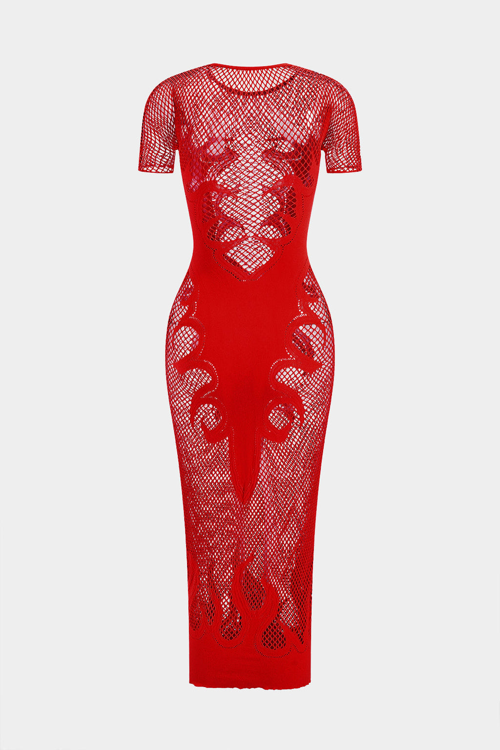 Örgü Kesik Şeffaf Kısa Kol Elbise