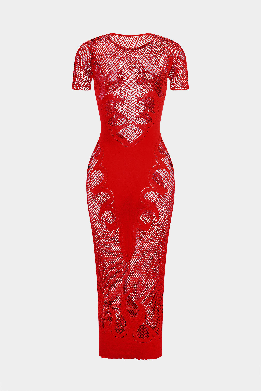 Örgü Kesik Şeffaf Kısa Kol Elbise