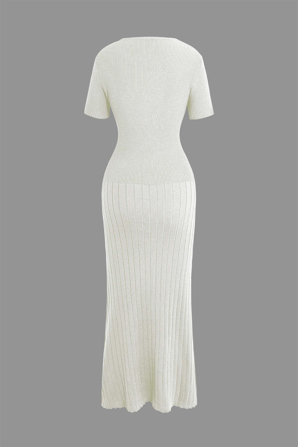 Kanalı Ribanalı V Yaka Midi Elbise