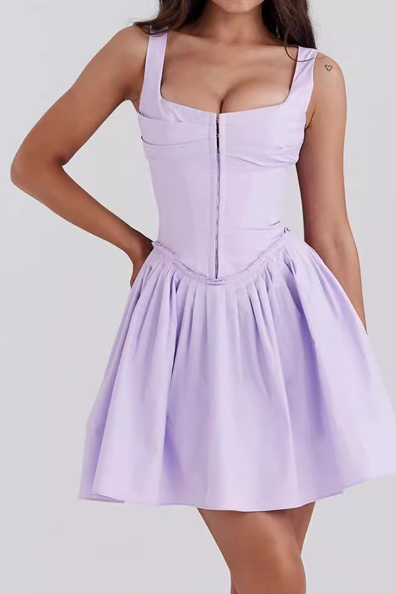 Betsy Korse Volanlı Askılı Mini Elbise