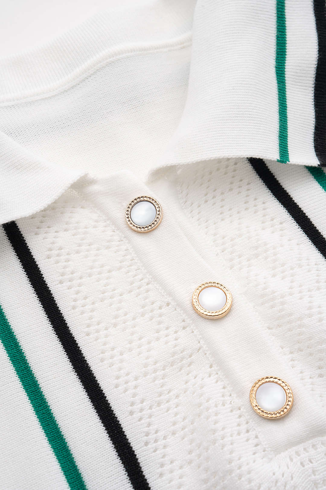 Triko Kontrast Düğme Volan Kısa Kol Elbise