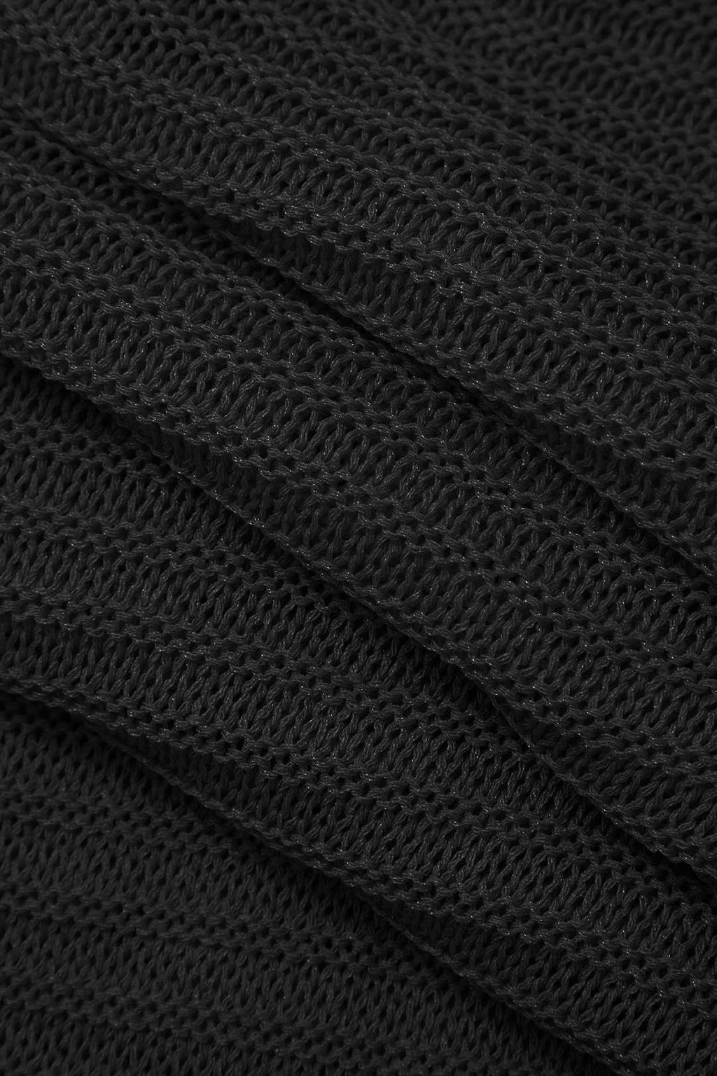 Kenar Kesimi Açık Örgü Sırt Dekolteli Halter Maxi Elbise