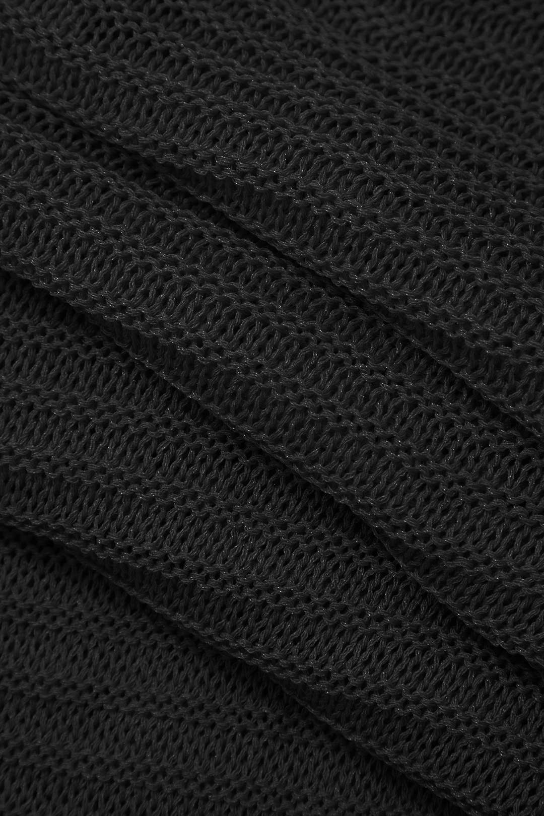 Kenar Kesimi Açık Örgü Sırt Dekolteli Halter Maxi Elbise