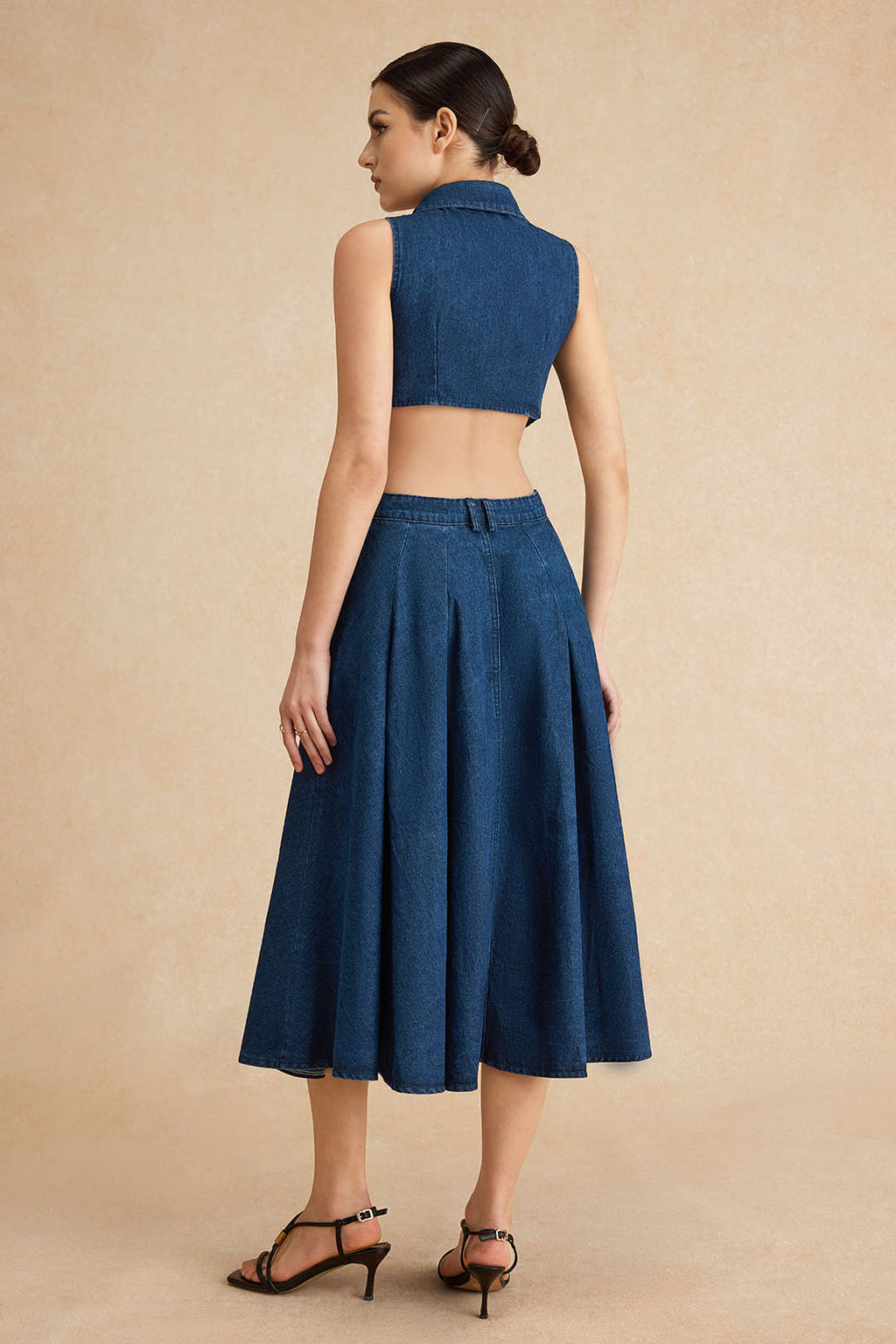 Denim Düğme Kesik Elbise