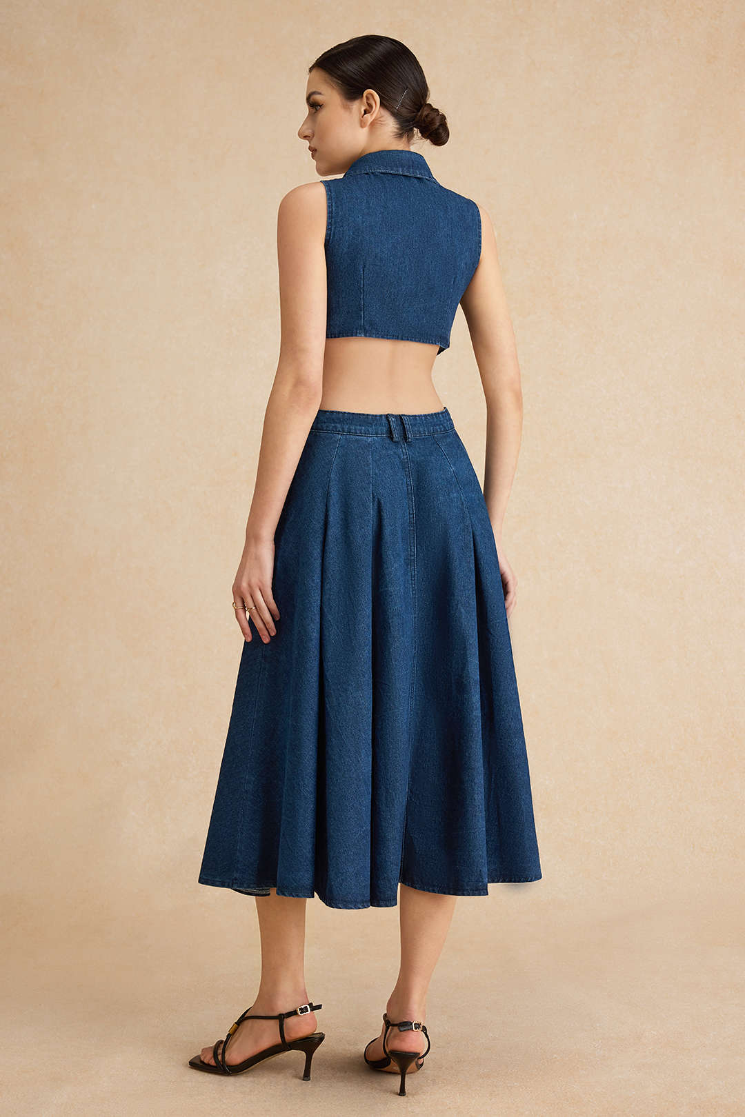 Denim Düğme Kesik Elbise