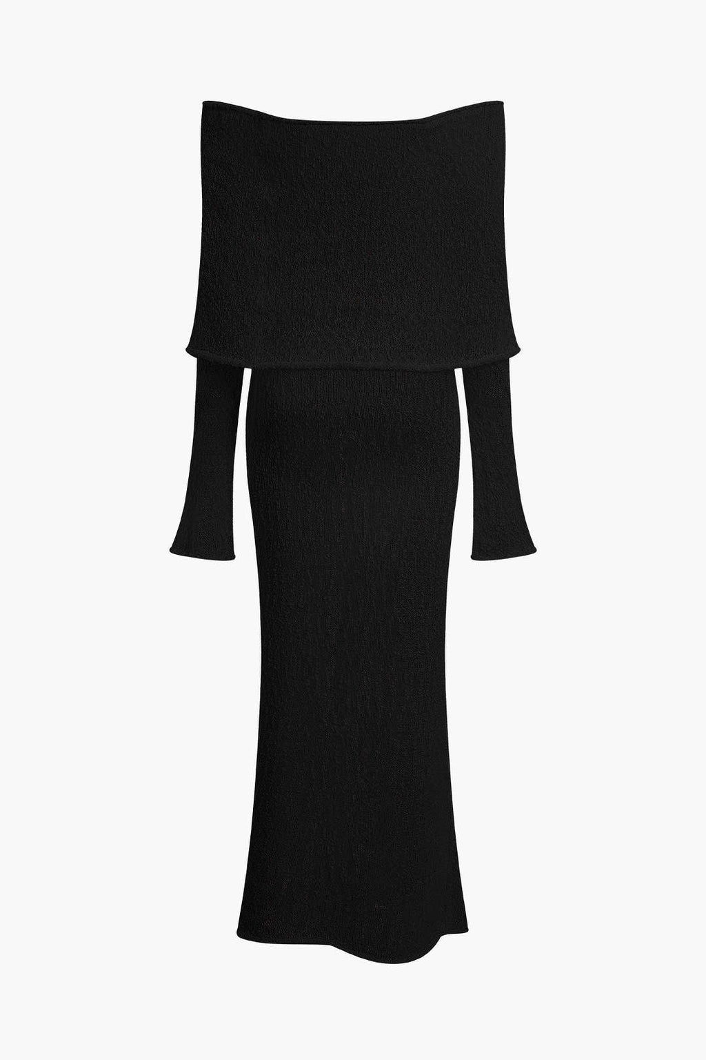 Asimetrik Omuz Açık Dantel Maxi Elbise