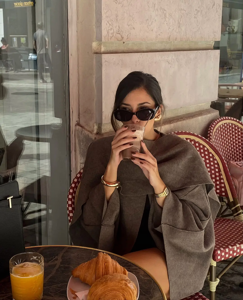 Bordo Şık Eşarp Yaka Ceket