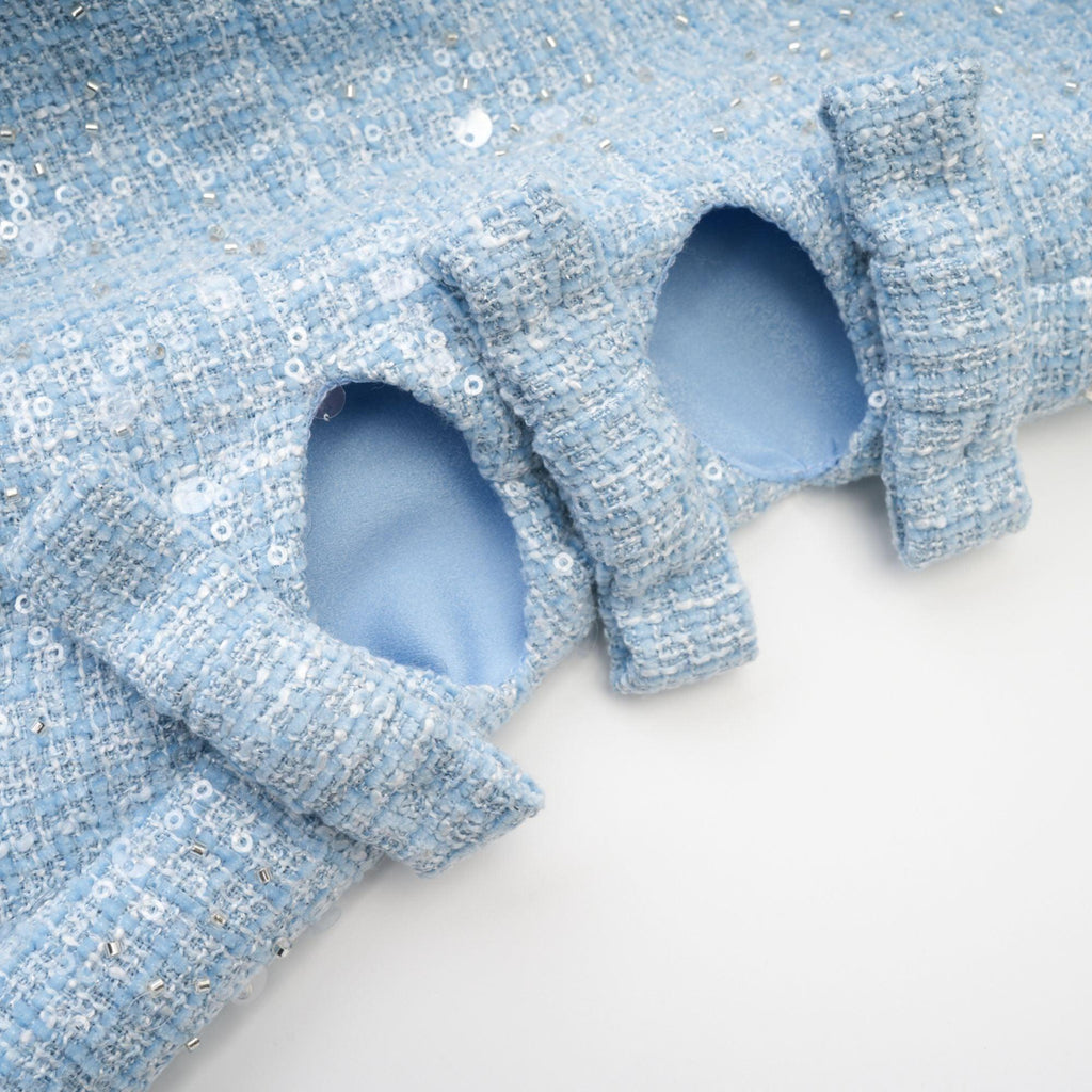 Manon Charm Açık Mavi Işıltılı Tweed Mini Elbise