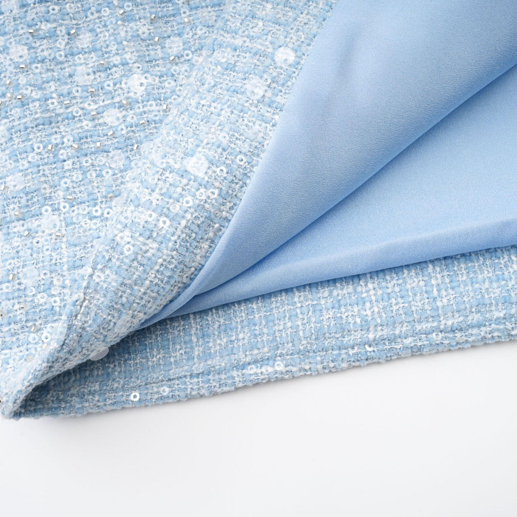 Manon Charm Açık Mavi Işıltılı Tweed Mini Elbise