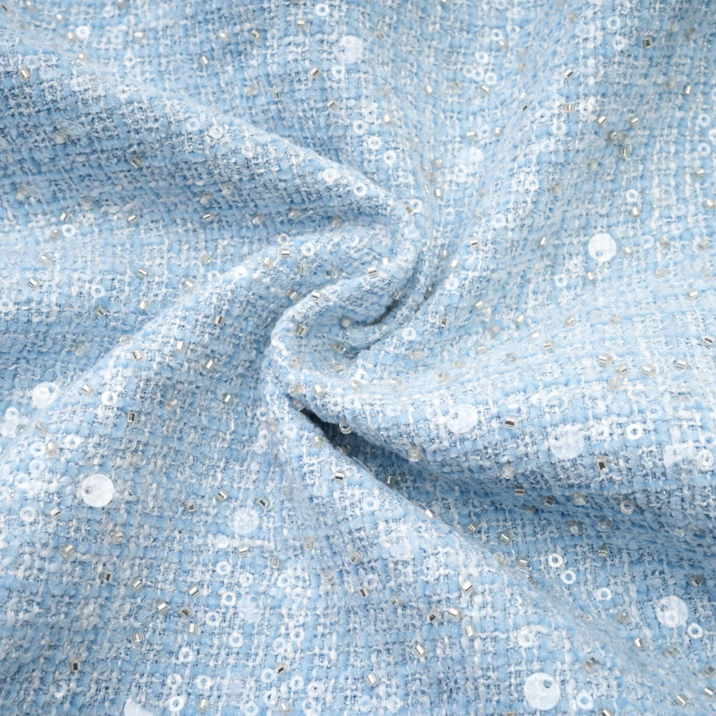 Manon Charm Açık Mavi Işıltılı Tweed Mini Elbise