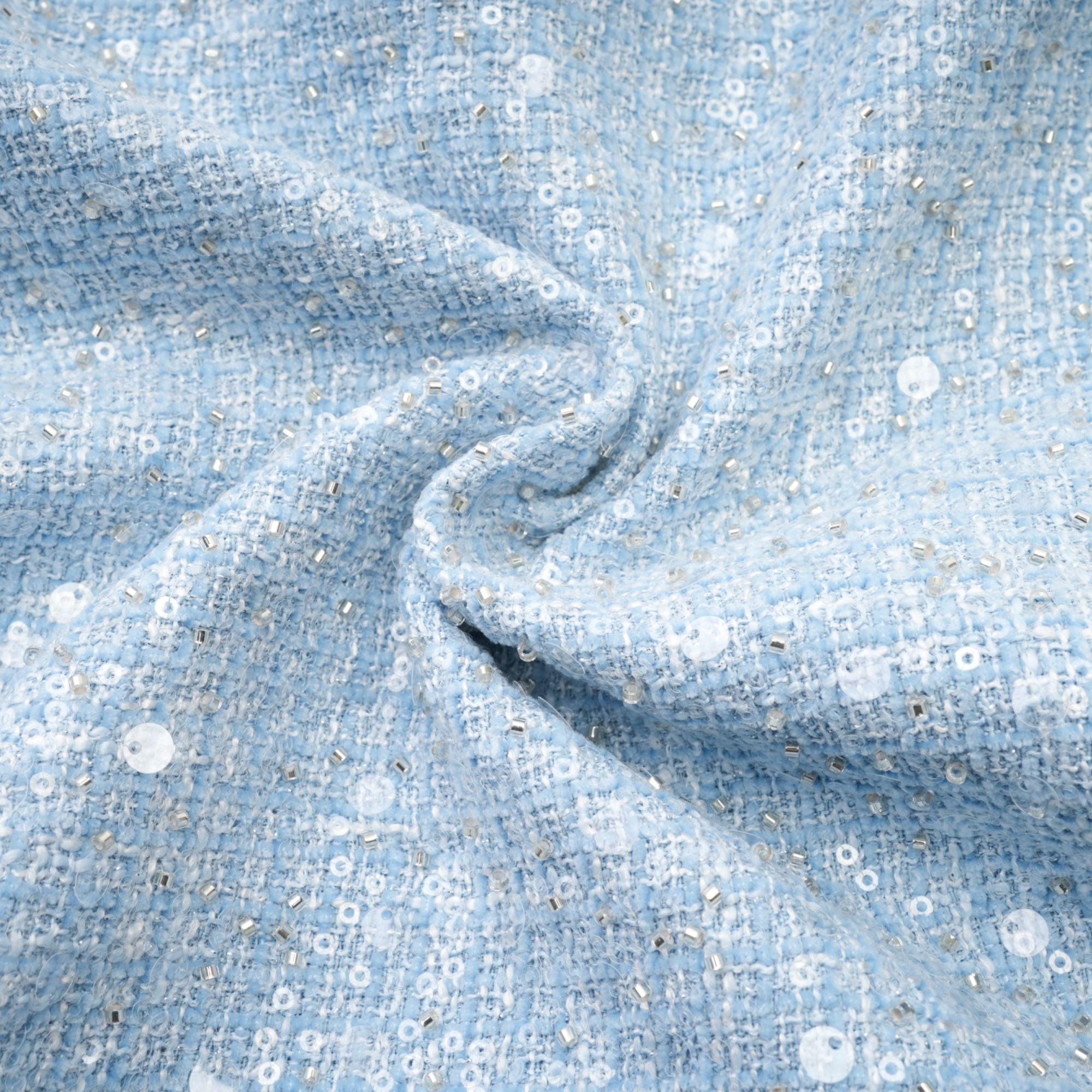 Manon Charm Açık Mavi Işıltılı Tweed Mini Elbise